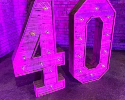 Photograph: Wooden light up Birthday numbers